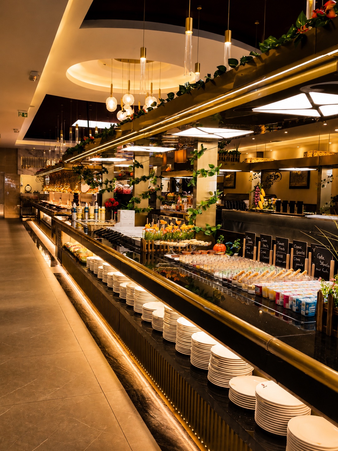 Grand comptoir du buffet Bonheur d'Asie