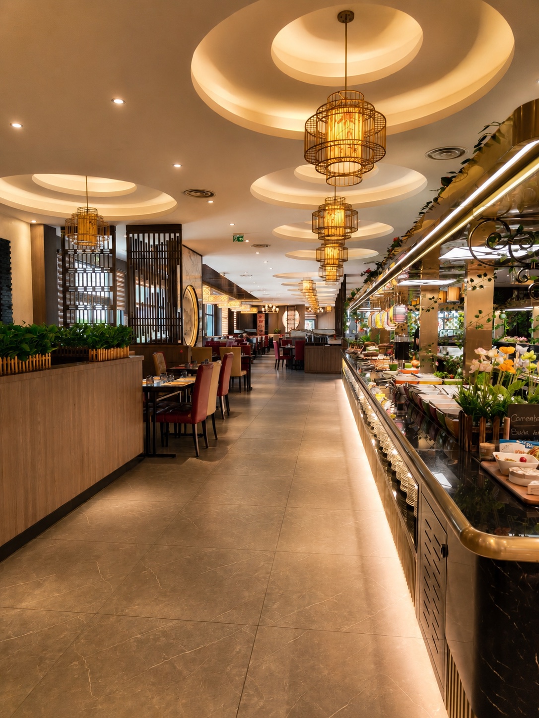 Salle et buffet du restaurant Bonheur d'Asie