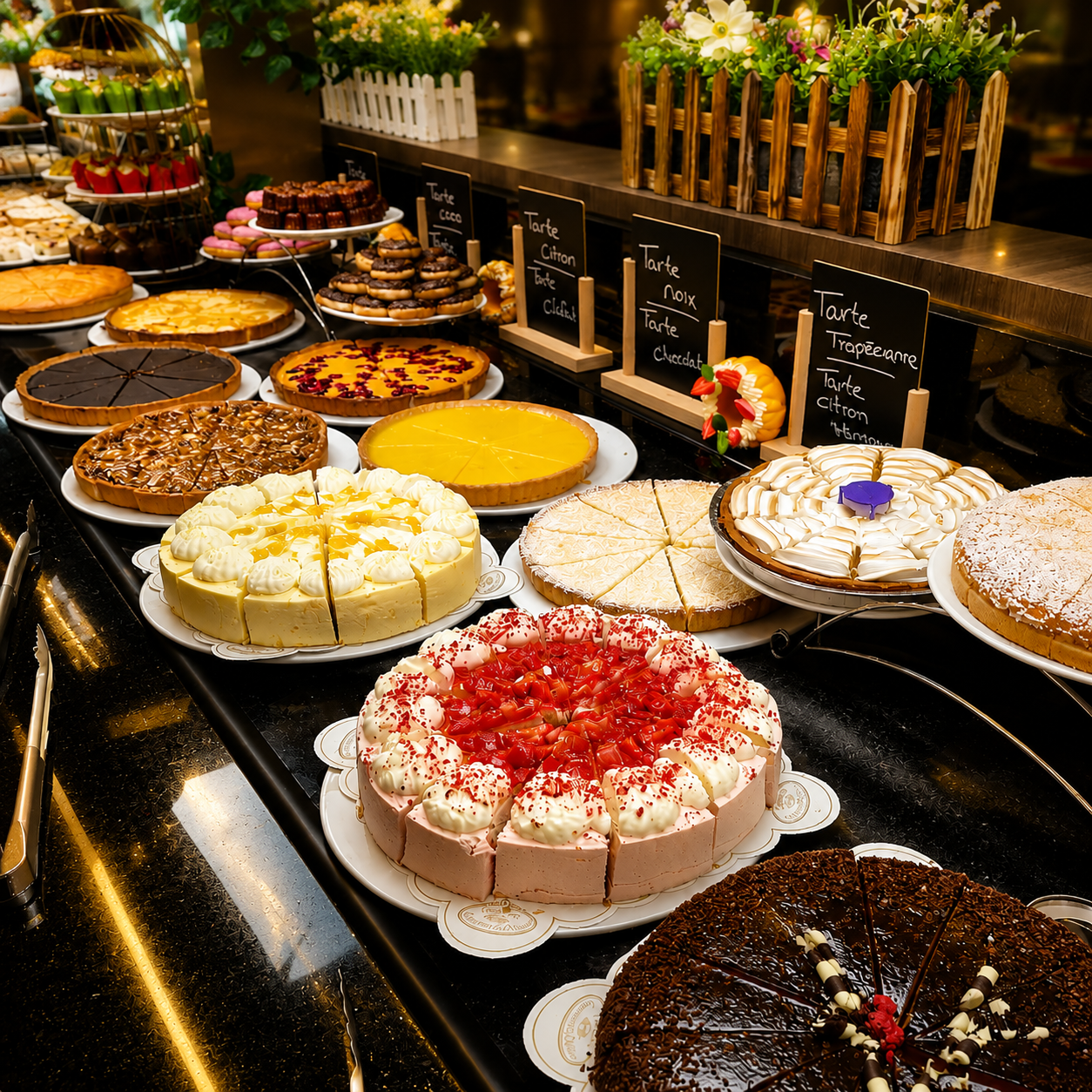 Assortiment de pâtisseries du buffet Bonheur d'Asie