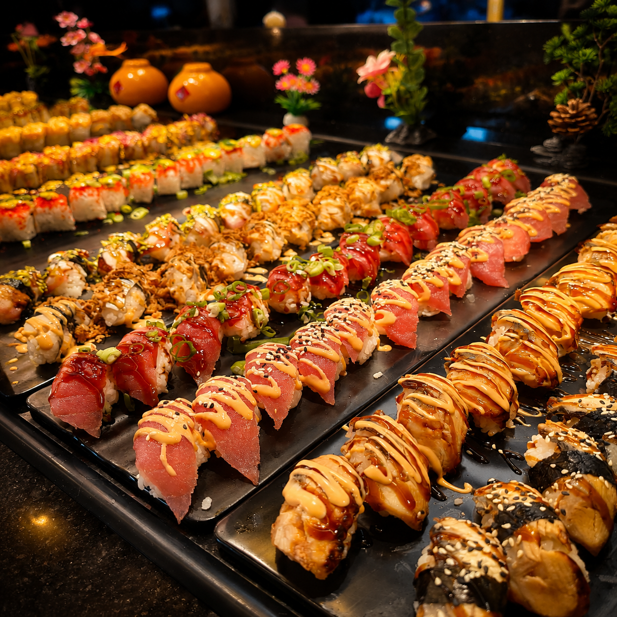 Sélection de sushis au buffet Bonheur d'Asie