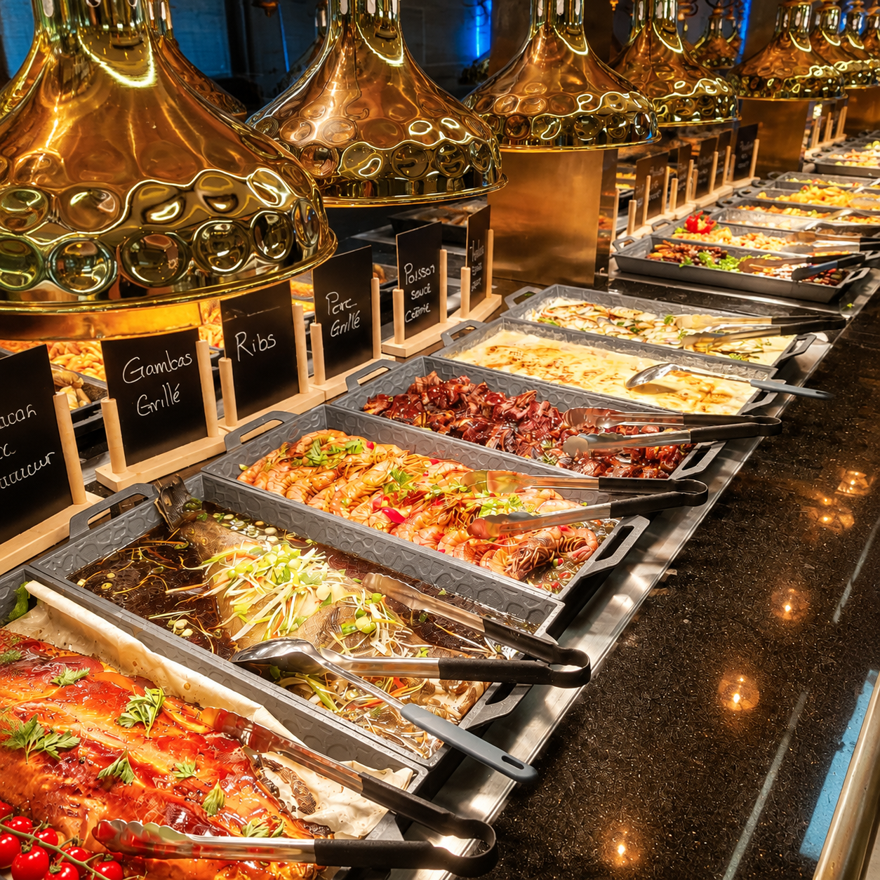 Grand buffet chaud et fruits de mer chez Bonheur d'Asie