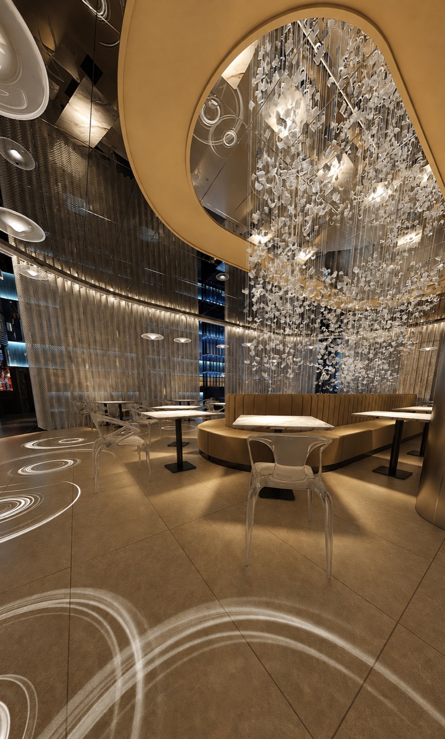 Salle claire Kaiyo Sushi avec suspension organique