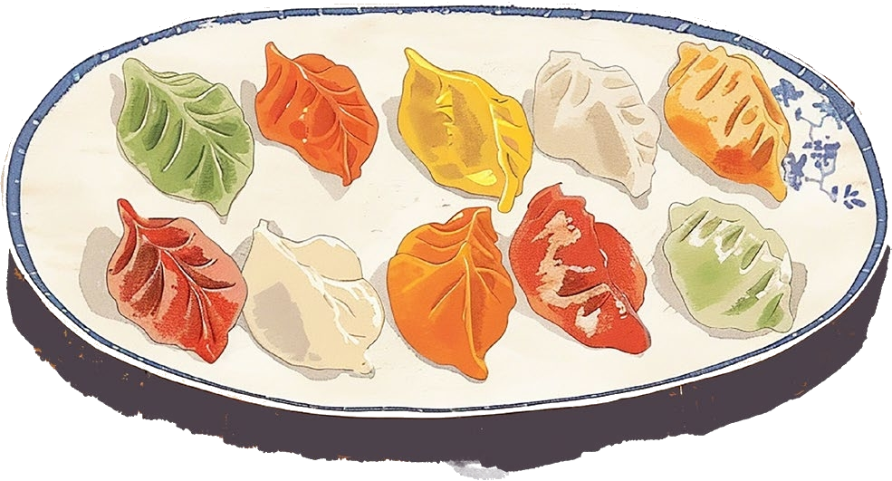 Raviolis japonais colores illustres
