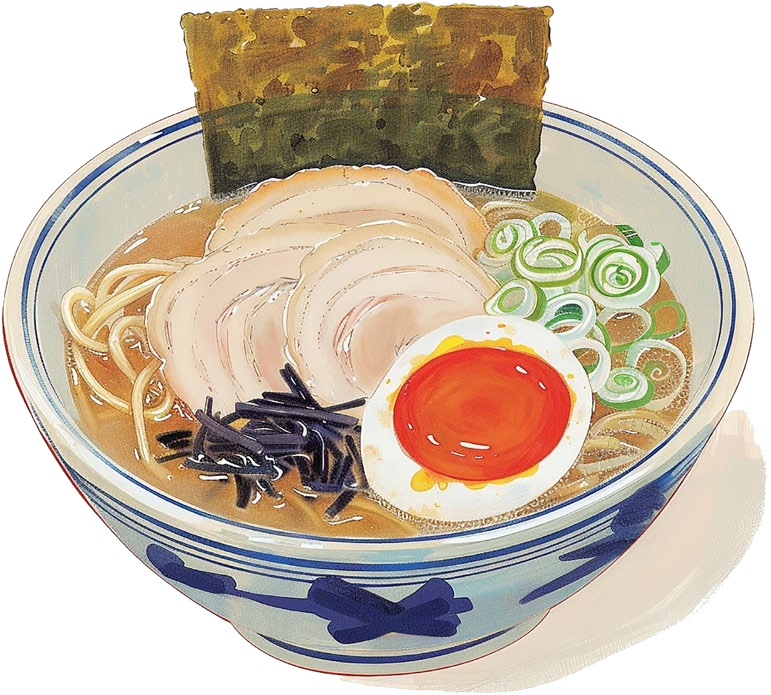 Ramen Mikoro illustre avec chashu, oeuf et algue
