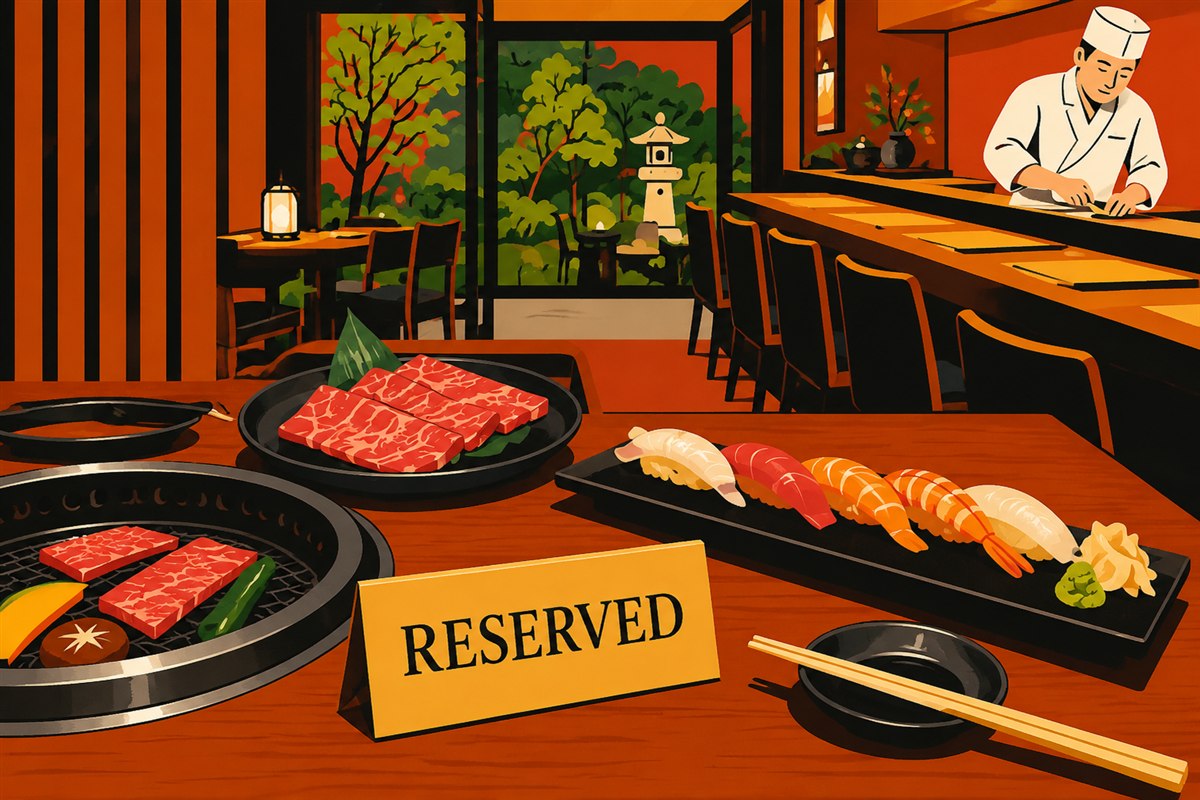 Table réservée dans une ambiance japonaise chaleureuse