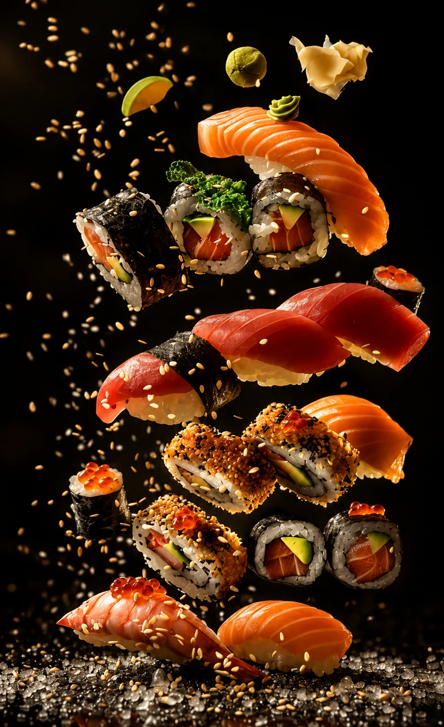 Composition de sushis en suspension