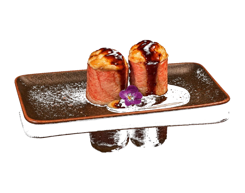 Gunkan de salmón flameado