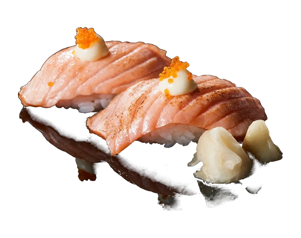 Salmón flameado