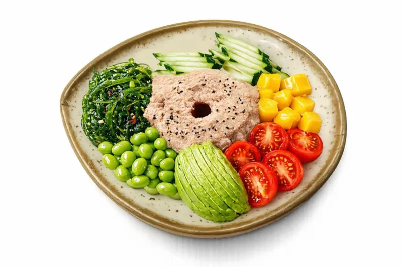 Menu Poké thon cuit miso-mayo 夏威夷金枪鱼盒饭