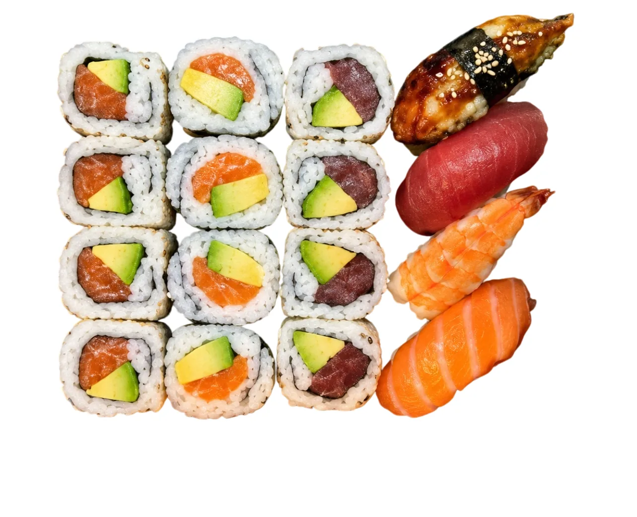 B11. Uramaki futomaki y nigiri variados (16u)