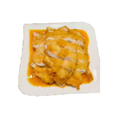 57. Gebackene Hähnchenbrust mit Ananas in süß - saurer Soße (A,B)