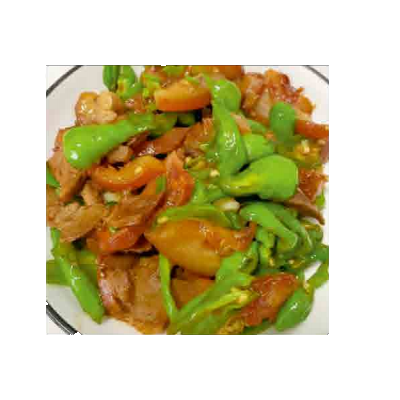 78. Gebrafener schweinekopffleisch Schweinefleisch paprika zieben chili Gemüse (leicht scharf)