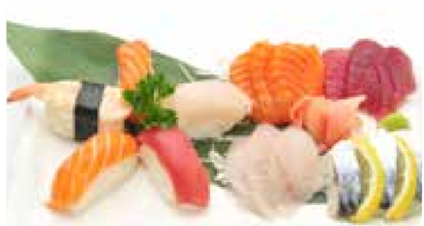 MS10 (1 soupe, 1 salade, 1 riz Assortiment de 12 sashimi, 6 sushi