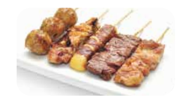 B3 1 soupe / 1 salade / 1 riz / 5 brochettes : 1 poulet, 1 boulette de poulet, 1 boeuf, 1 formage, 1 aile de poulet