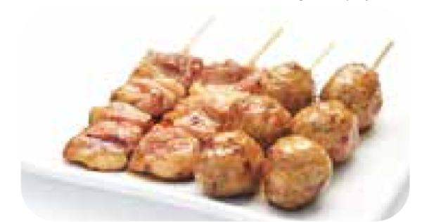 B1 1 soupe / 1 salade / 1 riz / 4 brochettes : 2 poulet, 2 boulette de poulet
