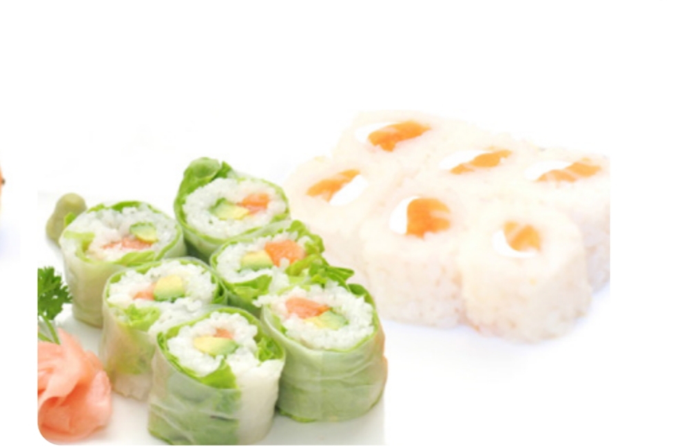 C6 (1 soupe, 1 salade 8 Maki printemps saumon avocat 8 Neige maki saumon cheese )