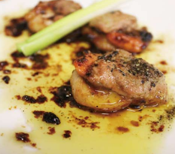 *80. Capesante e Foie gras con salsa teriyaki alla griglia