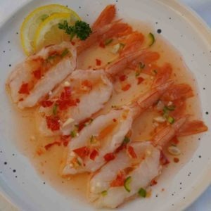 Ca7. Amaebi gamberi crudi in sweet chili sauce