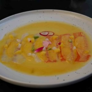 Ca4. Carpaccio di salmone e branzino al mango