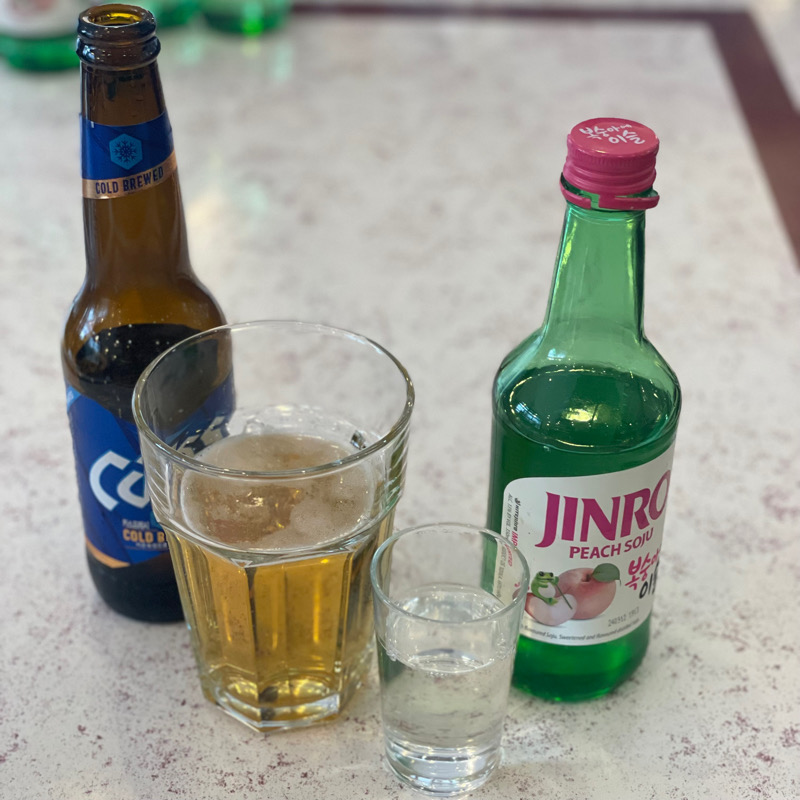 Soju Bombe (soju + cass)