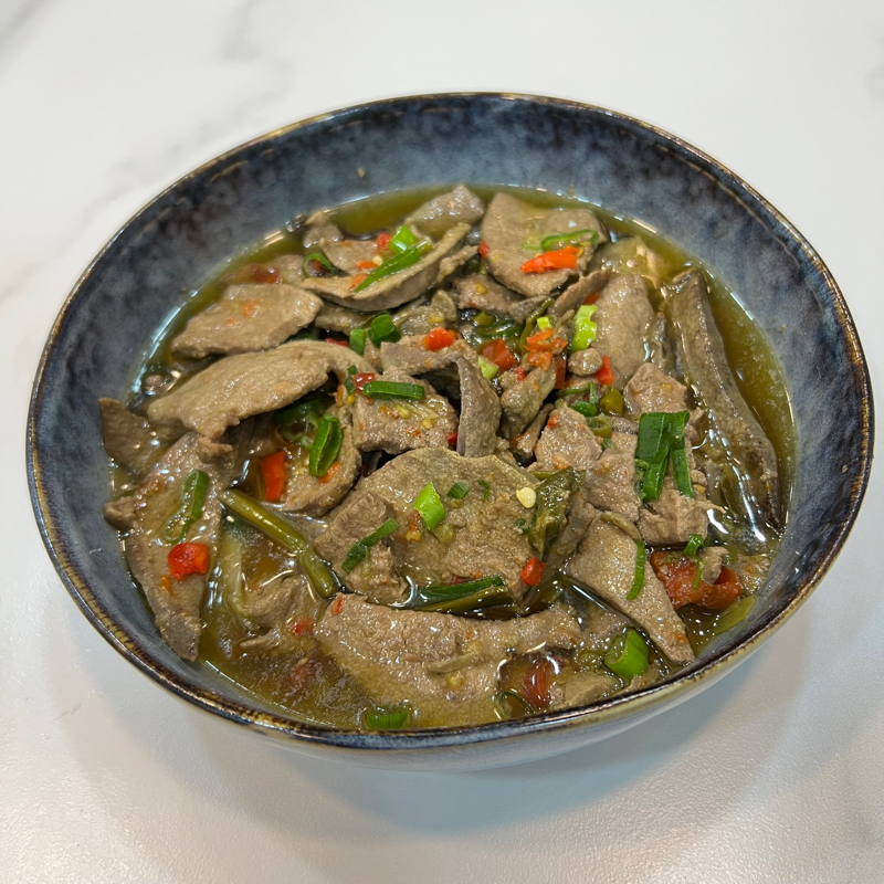 Foie de porc aux piments vinaigrés