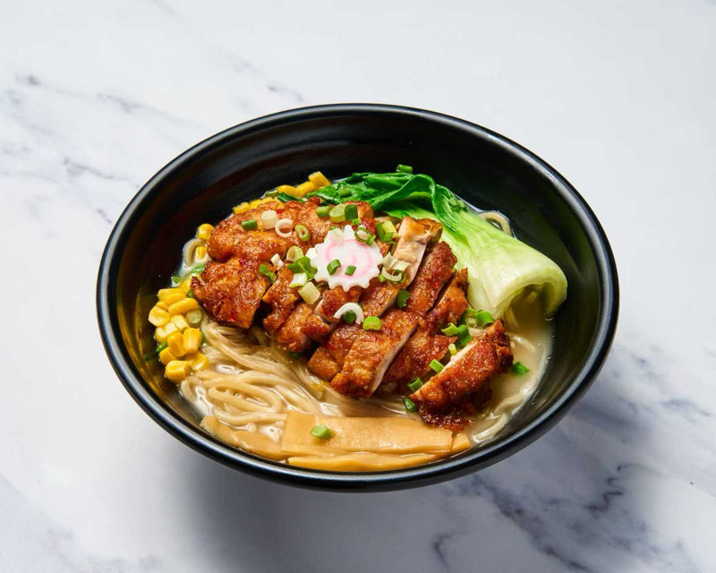 Fried chicken noodle soup