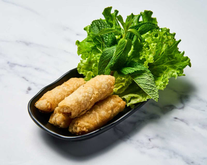 Fried homemade chicken spring rolls