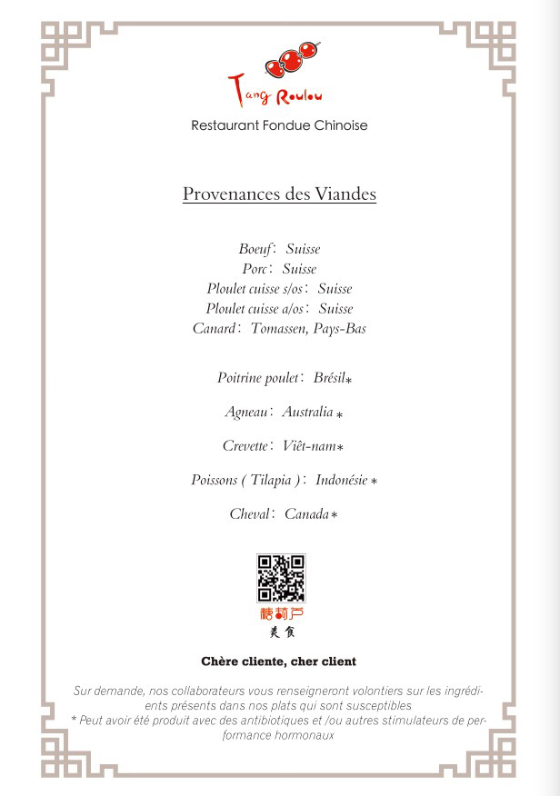 Bœuf et poulet et porc: Suisse
