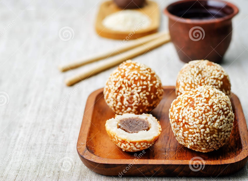 Boules de sésames aux haricots rouges en beignets (5 pièces)