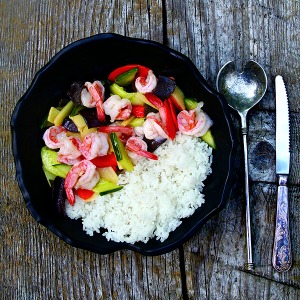 Crevettes sautés aux légumes