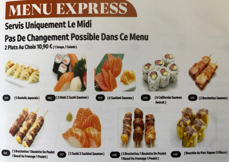Menu Midi : 2 plats au choix