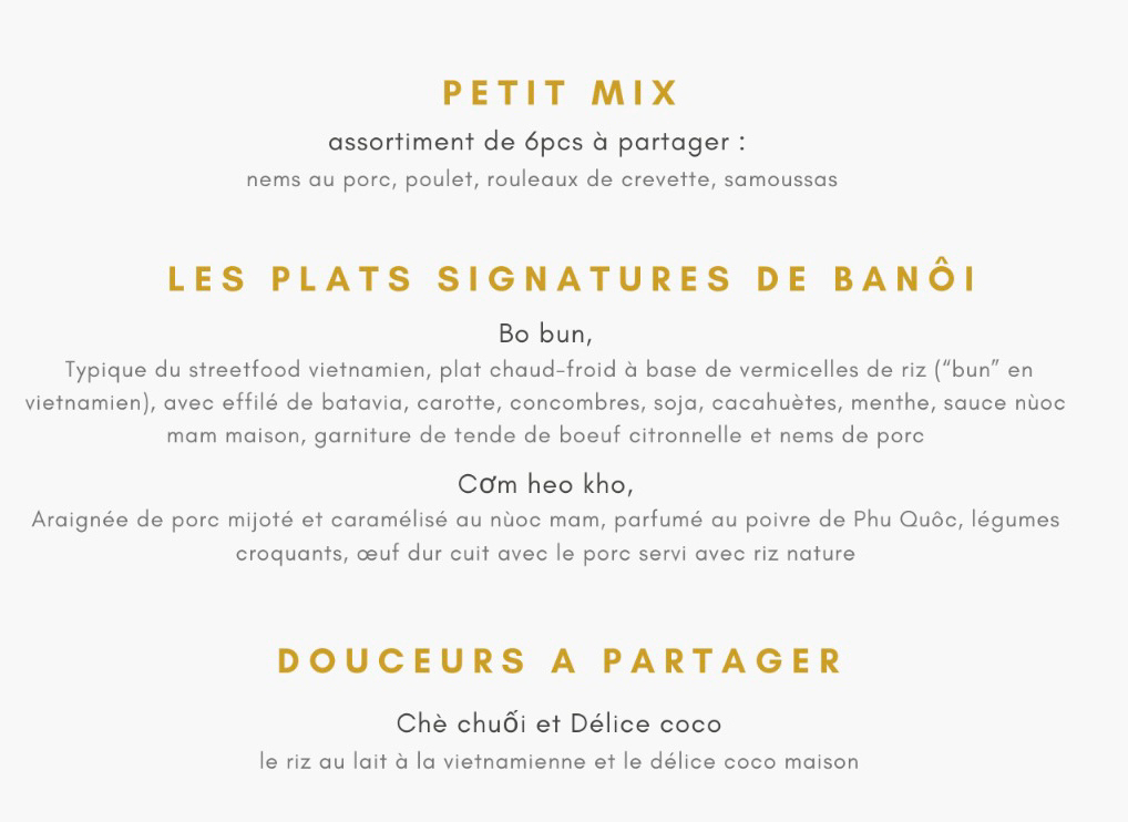 Menu Découverte « Còm La-Bas »
