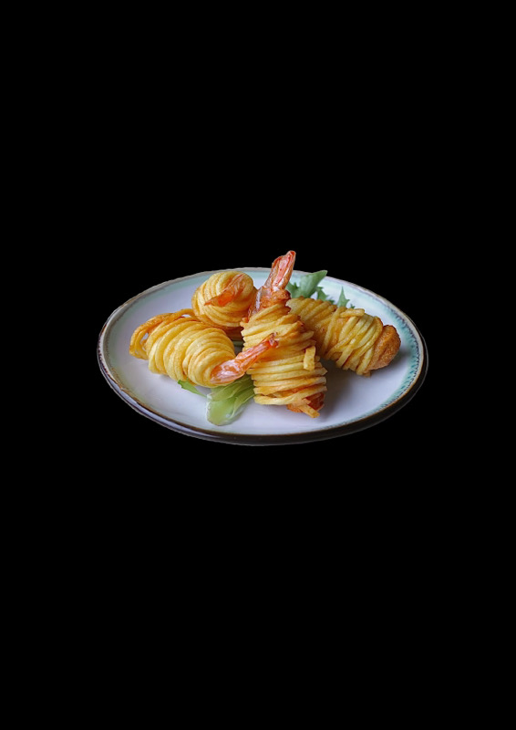 beignet crevette et pomme de terre