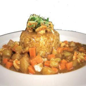 24. Gamberi in salsa curry e riso bianco
