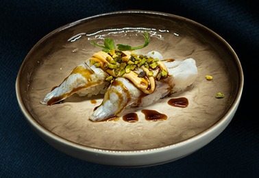 53. Nigiri suzuki flambe