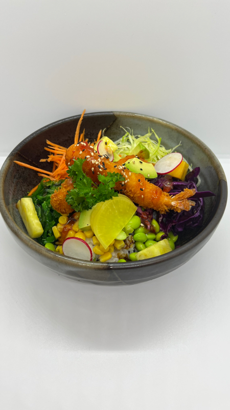 Menu Poké tempura crevette  夏威夷虾盒饭