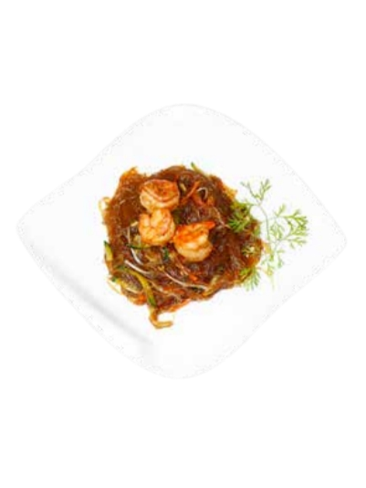 155. Spaghetti di Soia Saltato con Gamberi