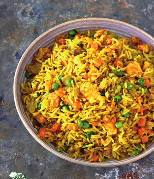 E16 Riz sautées saumon curry au saté