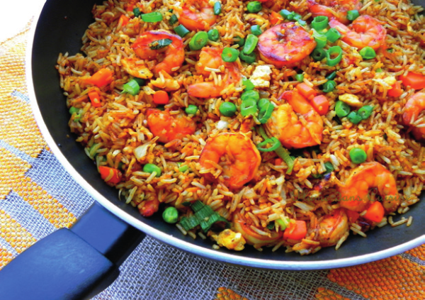 E18 Riz sautées aux crevettes curry au saté