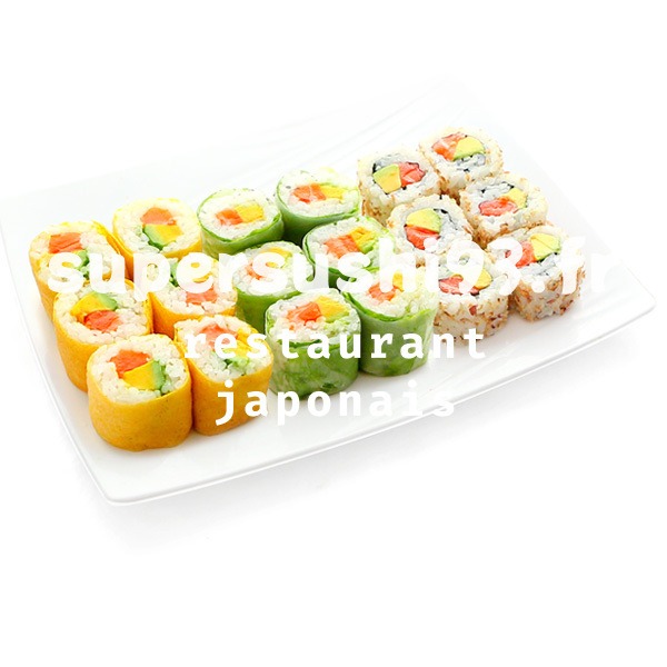 S14. 6 California saumon avocat, 6 maki egg saumon avocat, 6 printemps saumon avocat