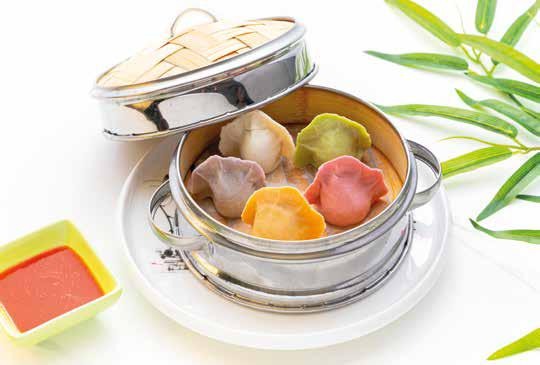 V4. Raviolis multicolores vapeurs au porc