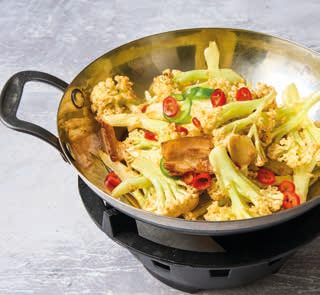 Chou-fleur épicé sauté au porc