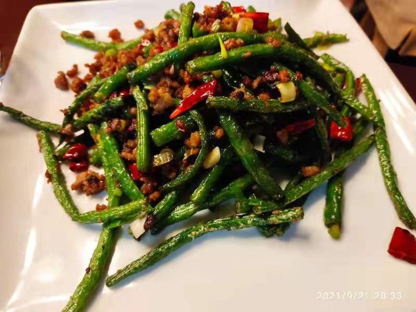 Haricots verts sautés(avec porc haché) 🌶️🌶️