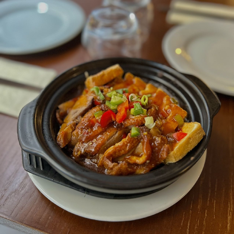 Filet de canard et tofu. sauce à l'ail 🌶️(鸭肉煲)