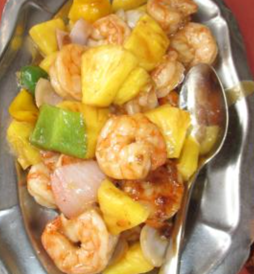 22 Crevettes à l’ananas frais