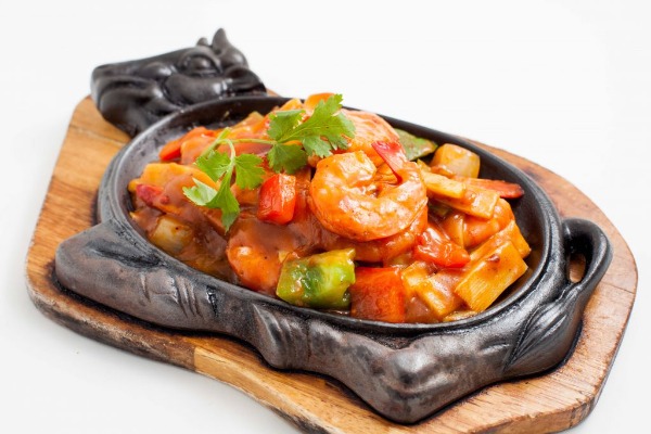 S16 Crevettes sautées s/plaque chauffante (saté)