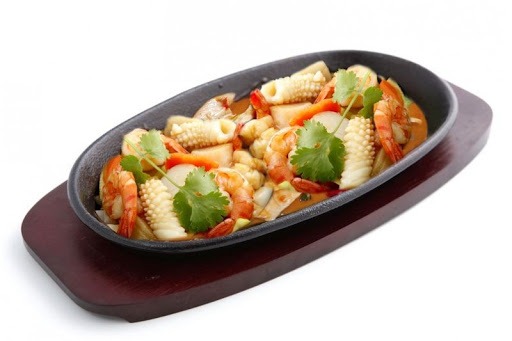 S21B Fruits de mer sautés s/plaque chauffante (saté)