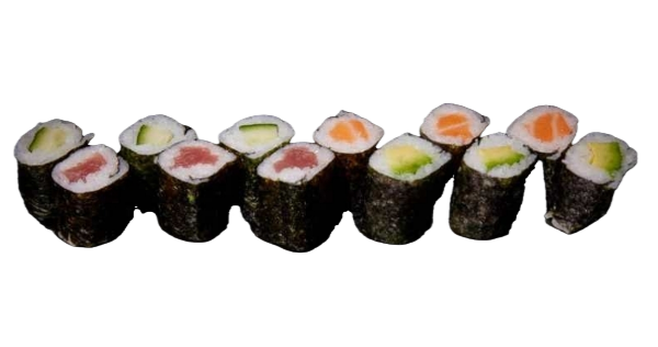 P101 Makis Saumon,Thon,Concombre et avocat 12P
