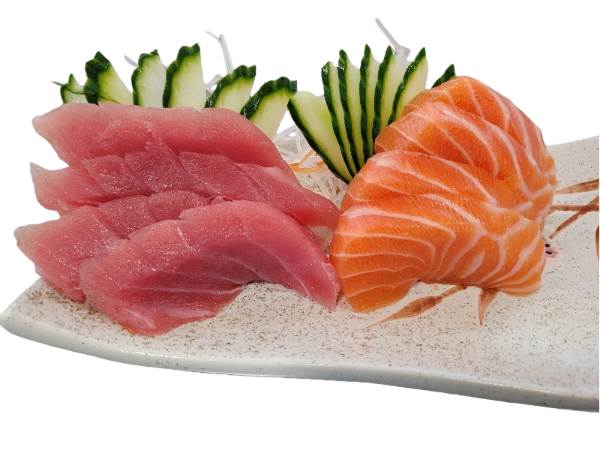 Sashimis au thon 4 pièces , Sashimi au saumon 4 pièces