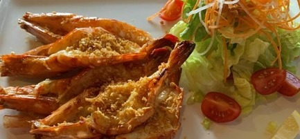 74. Crevettes géantes grillées a l'ail